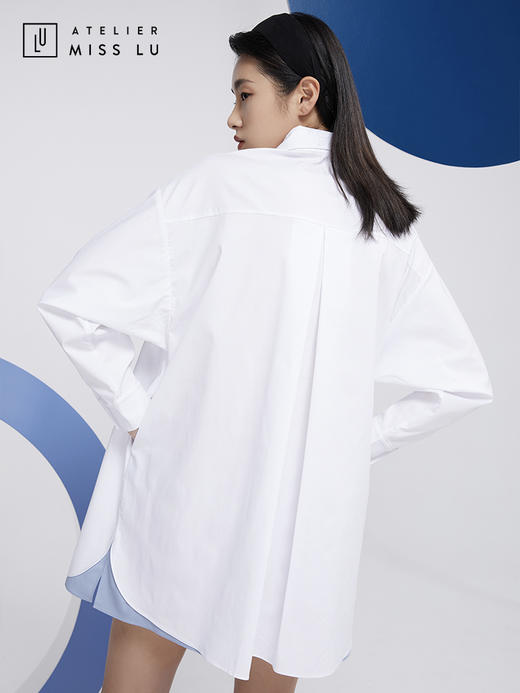 AtelierMissLu—白色蝴蝶结oversize衬衫/00149 商品图2