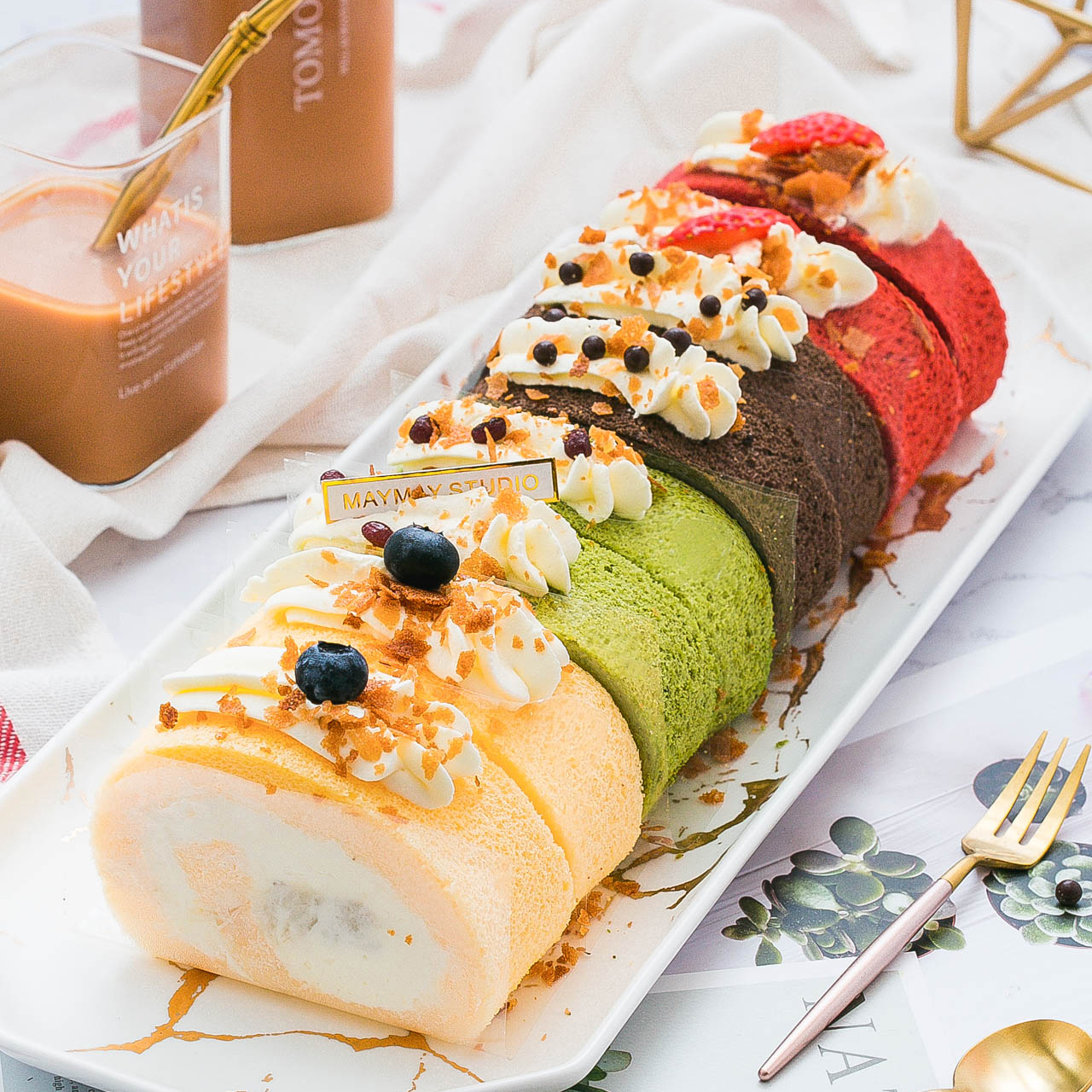 【B拼瑞士卷】榴莲 奥利奥 抹茶 红丝绒（四拼每个口味各2块）