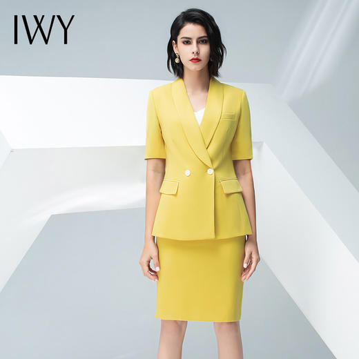 IWY/黄色五分袖西服长裤半裙套装C10226+P10226 商品图7