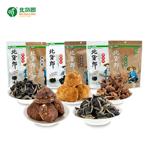 168克袋装礼盒（黑木耳、秋木耳、香菇、榛蘑、猴头菇） 商品图1