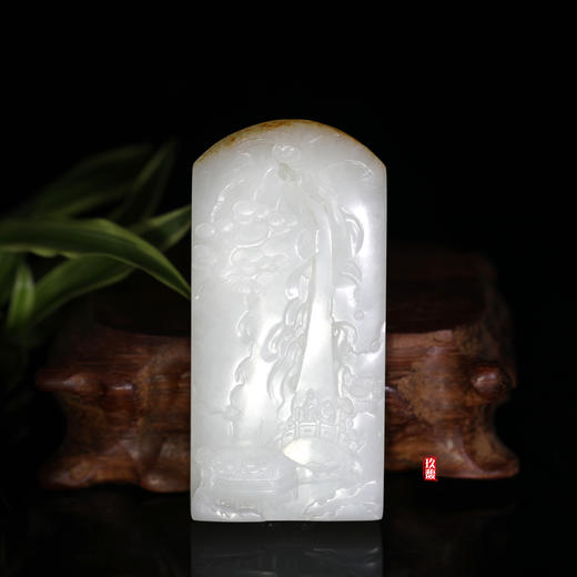 和田玉（白玉）籽料玉牌--飞流直下三千尺 106.70g 商品图0