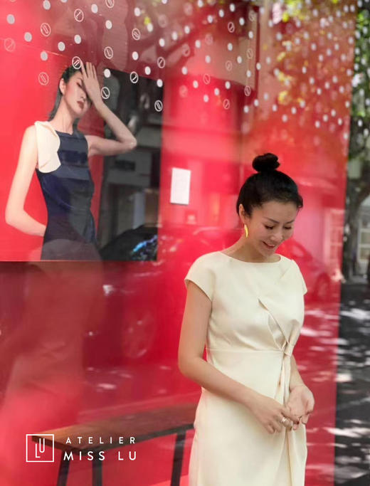 Rocia-奶白立裁一字领连身裙 商品图2