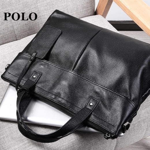 polo男包公文包牛皮男士包包商务手提包时尚单肩斜挎包电脑包041613
