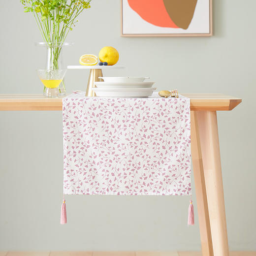 茶几桌旗全棉材质银杏碎花条旗茶几旗 商品图0