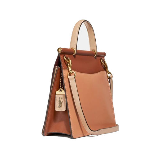 【618狂欢季】coach/蔻驰willis系列皮革手提包79206砖红拼色