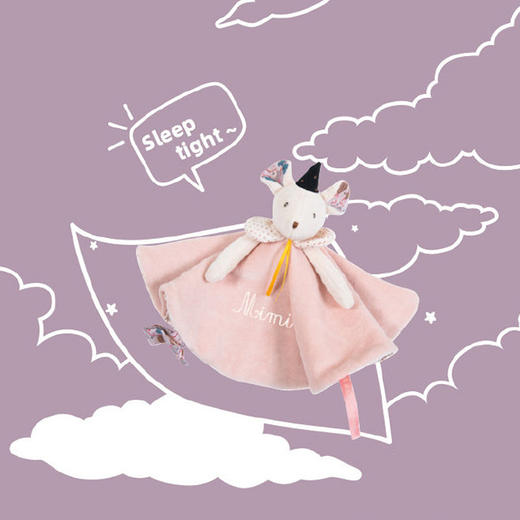 法国moulinroty小时光系列粉红小老鼠婴儿安抚巾28 cm 商品图0