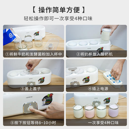 北欧欧慕（nathome）酸奶机家用全自动自制老酸奶机泡菜机米酒机发酵菌 玻璃内胆4分杯 NSN601 商品图6