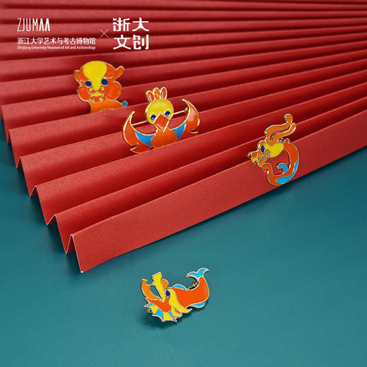 浙江大学 × 云冈石窟授权联名款云中永恒-金翅鸟和它的朋友-胸针 商品图1