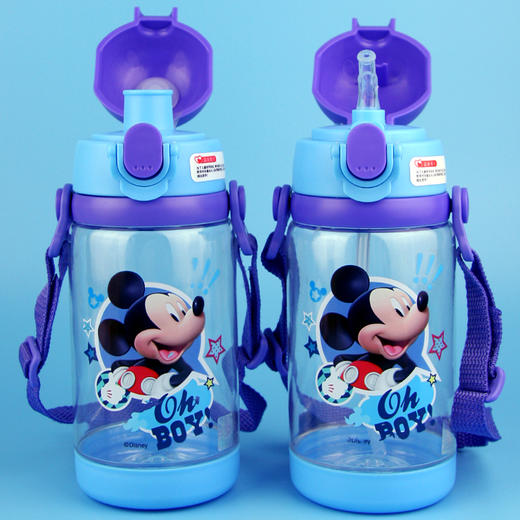 迪士尼塑料杯 双盖两用儿童吸管水杯子Tritan材质运动背带学生夏季直饮水壶520ML米奇蓝 商品图7
