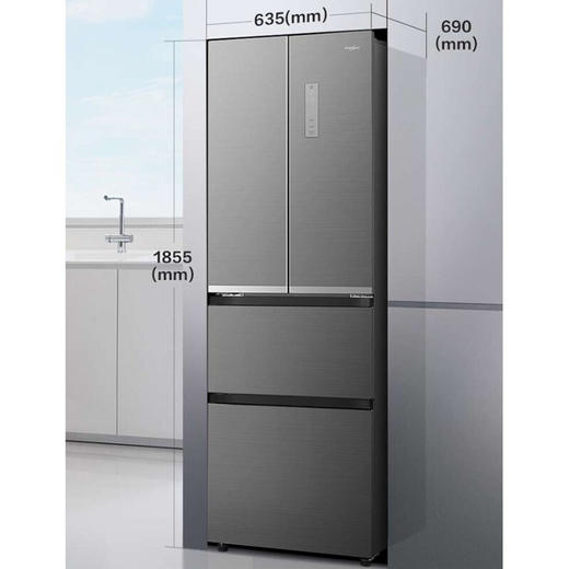 惠而浦（Whirlpool） BCD-326WMGBWS 法式多四门风冷超纤薄嵌入0度保鲜家用电冰箱 326L 商品图5
