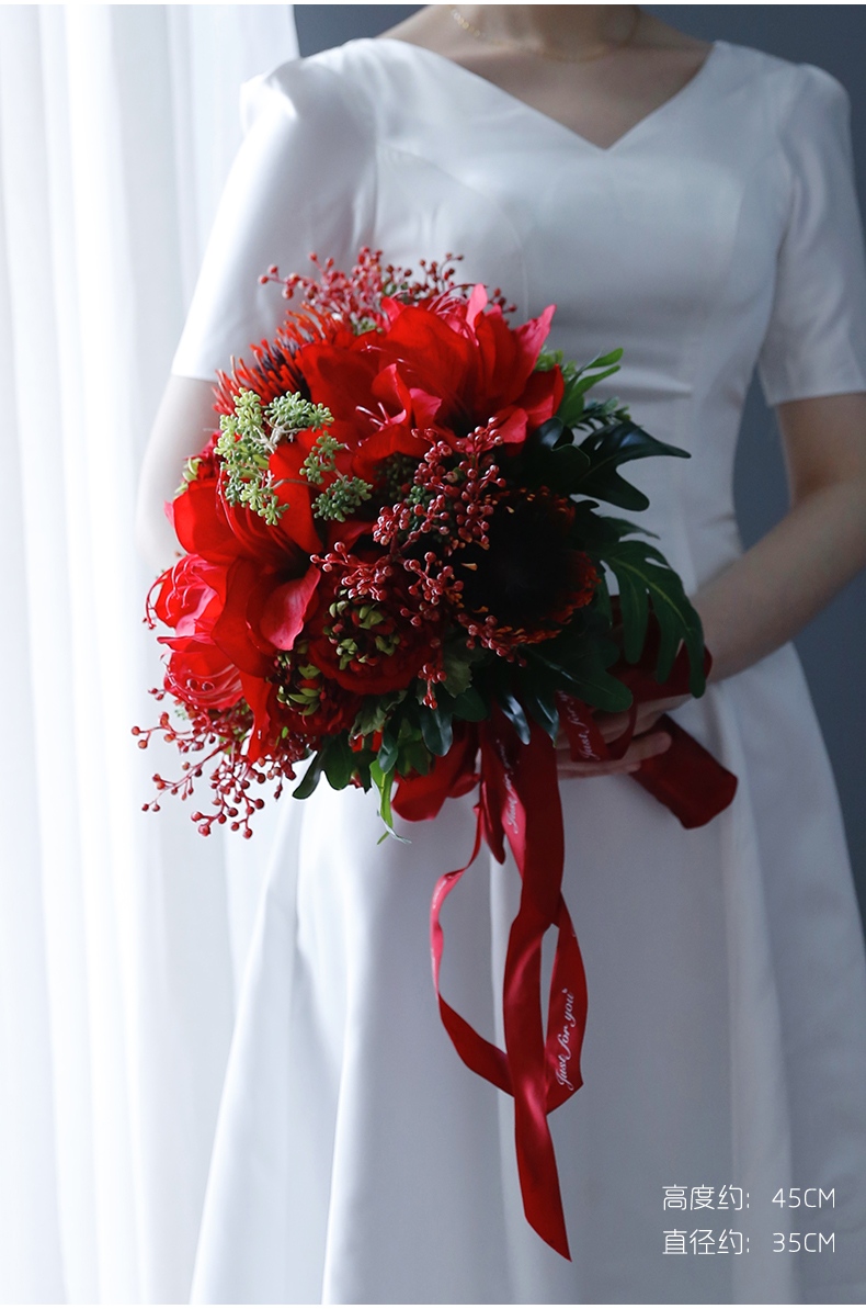手捧花仿真花假花新娘结婚韩式高档森系大束婚礼时尚个性拍照影楼