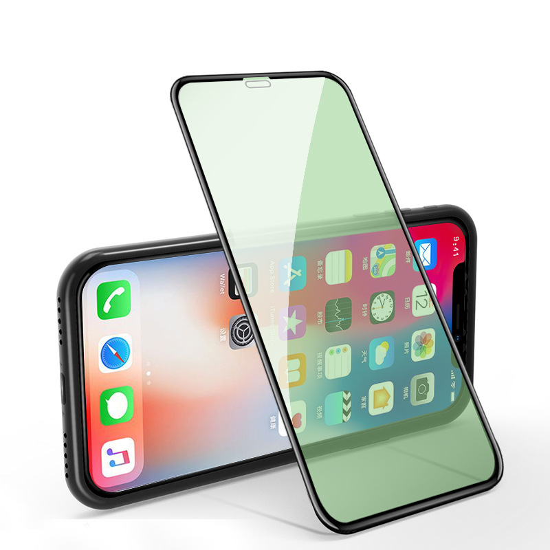 钢化膜绿光护瞳iphone11pro max手机保护膜适用苹果xs钢化膜
