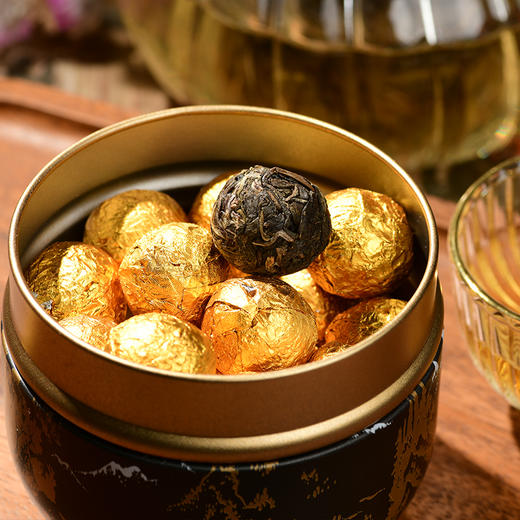 【云海肴普洱生茶】精选景迈山上大叶种  易携带龙珠散叶茶 一颗一泡 100g/罐 中秋送礼礼盒推荐 商品图2