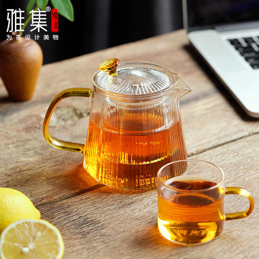 雅集棱影锤纹壶耐热玻璃茶具茶水分离单手泡茶壶办公家用过滤茶壶 商品图1