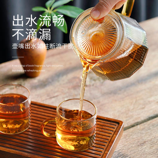 雅集棱影锤纹壶耐热玻璃茶具茶水分离单手泡茶壶办公家用过滤茶壶 商品图3