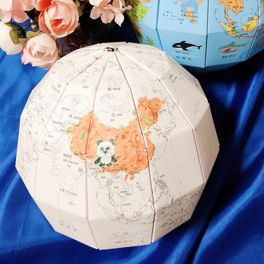 ar折纸地球仪 涂色地球仪