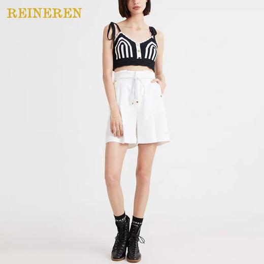 勾花条纹针织吊带上衣 商品图1