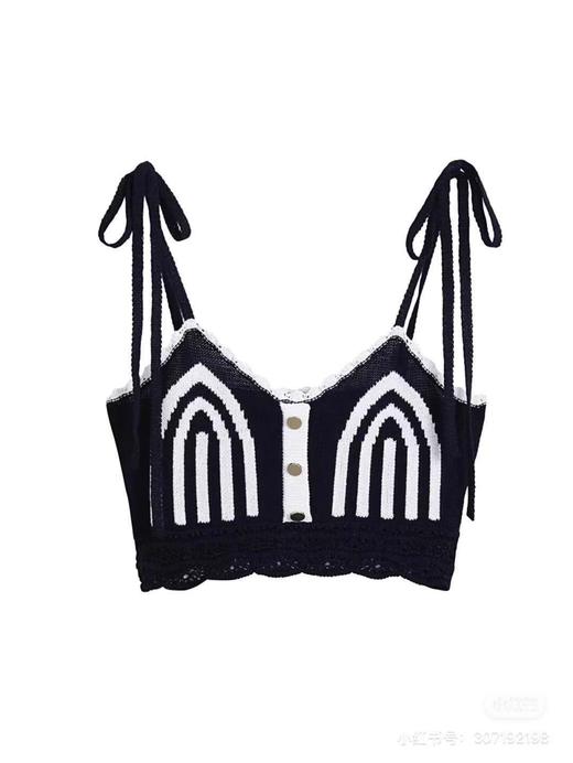 勾花条纹针织吊带上衣 商品图3