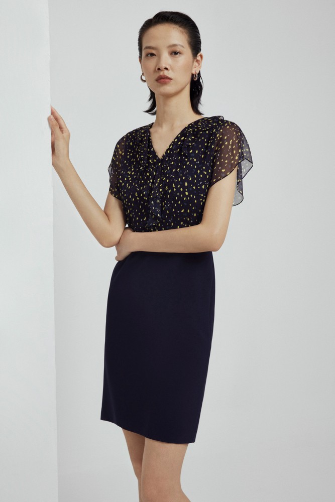 宝姿/ports 短袖中长连衣裙