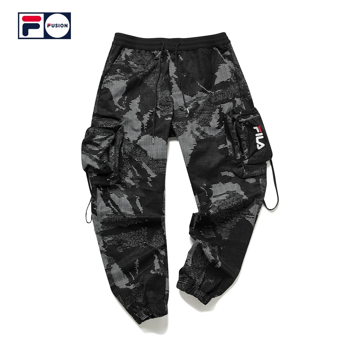 斐乐/fila fusion夏季新款迷彩工装裤休闲裤束脚运动裤男