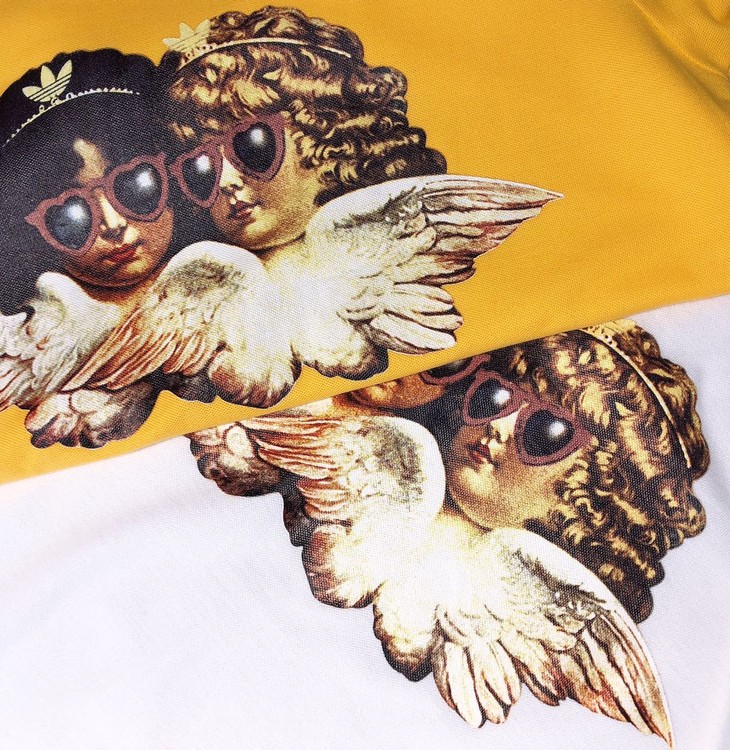 清仓特价不退换,阿迪 fiorucci联名小天使印花图案三条杠纯棉t 特价