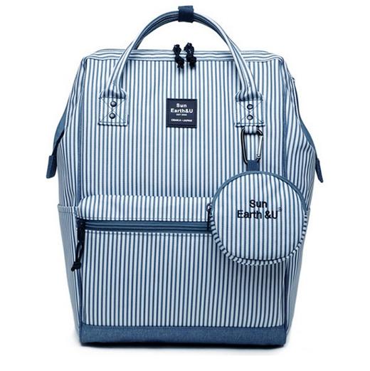 国内现货直发：乐天新款sun earth&u条纹大容量防水超轻双肩包（蓝白条纹拼藏青底） 商品图0