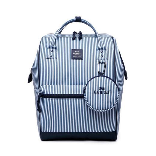 国内现货直发：乐天新款sun earth&u条纹大容量防水超轻双肩包（蓝白条纹拼藏青底） 商品图1