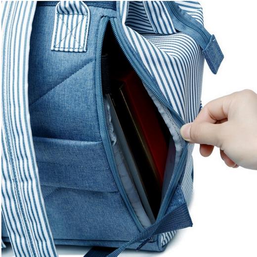 国内现货直发：乐天新款sun earth&u条纹大容量防水超轻双肩包（蓝白条纹拼藏青底） 商品图3