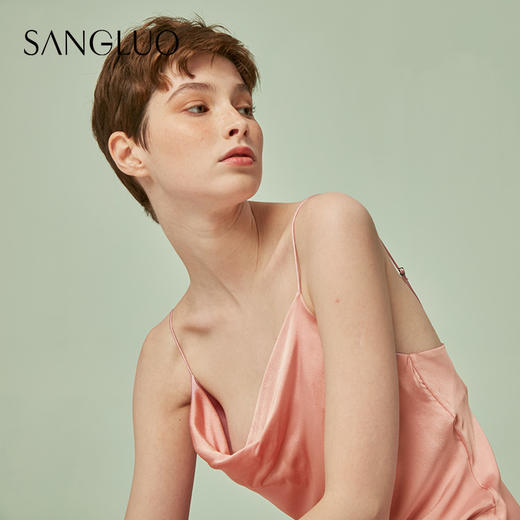 丝绸吊带长裙SILK气质晚礼服SANGLUO桑罗时尚外穿桑蚕丝睡衣裙女 商品图4