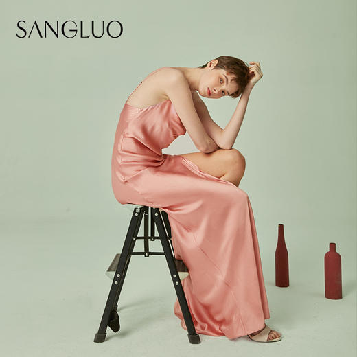 丝绸吊带长裙SILK气质晚礼服SANGLUO桑罗时尚外穿桑蚕丝睡衣裙女 商品图0