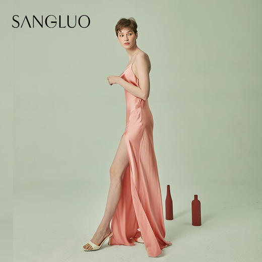 丝绸吊带长裙SILK气质晚礼服SANGLUO桑罗时尚外穿桑蚕丝睡衣裙女 商品图3
