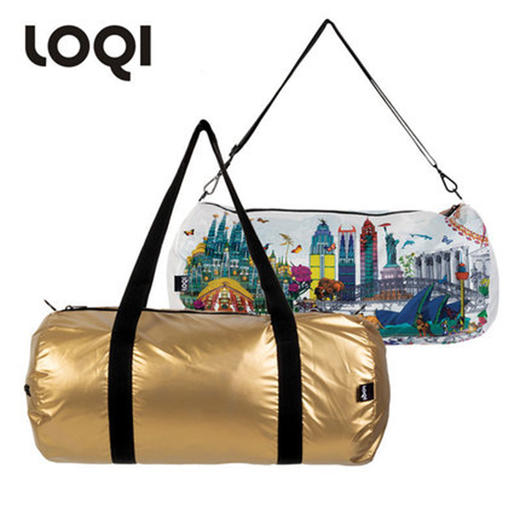 德国LOQI博物馆系列轻便折叠旅行袋-金色&世界印象 商品图0