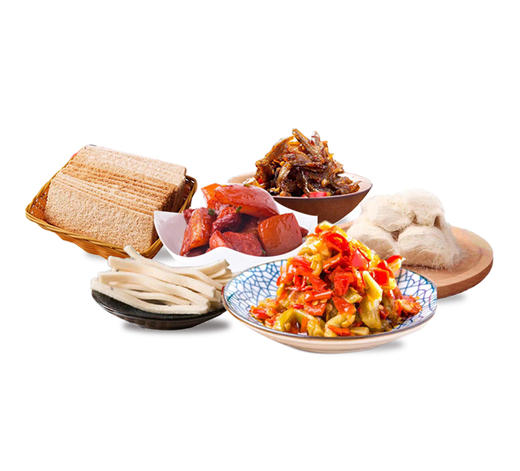 毛阿婆实惠套装（烘糕1盒+灯芯糕1盒+龙须酥1盒+红烧肉1盒+火焙鱼1罐+贡菜脆椒1罐）6样 商品图0