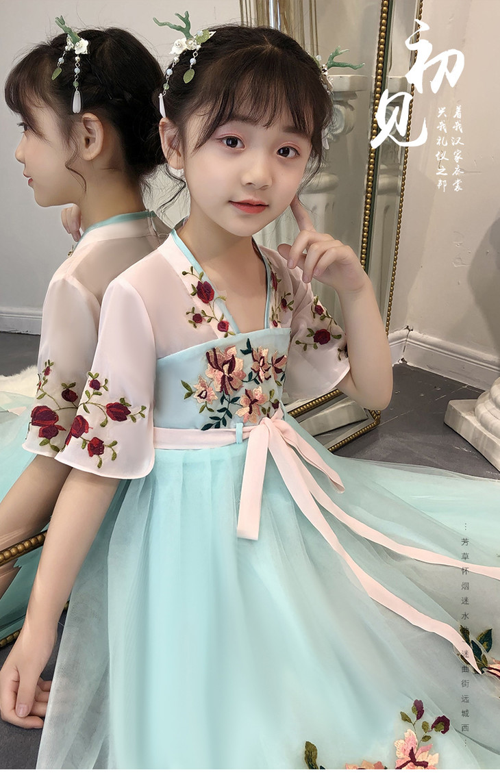 中国风儿童汉服超仙女童古风齐胸襦裙小女孩古装宝宝连衣裙春夏装