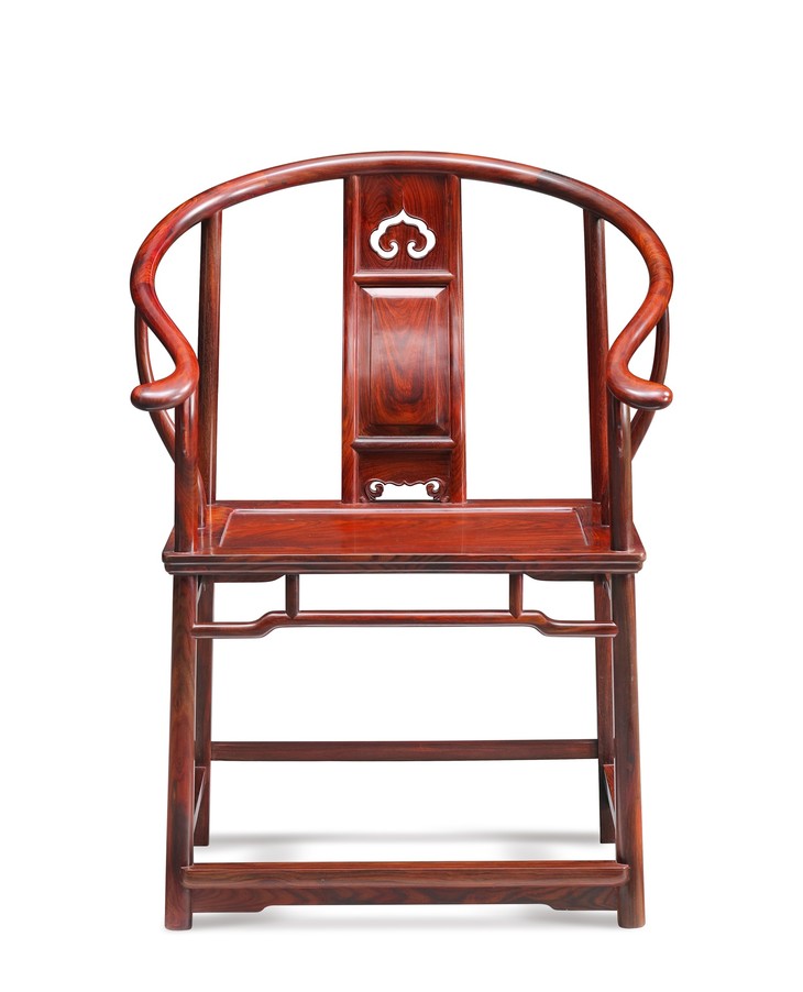 大红酸枝透雕如意云头纹独板圈椅三件套(运费到付) - 5833红木导购网