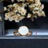 18K玫瑰金和田玉（白玉）镶钻戒指--花之物语 /半珠8mm（圈口请备注留言） 商品缩略图1