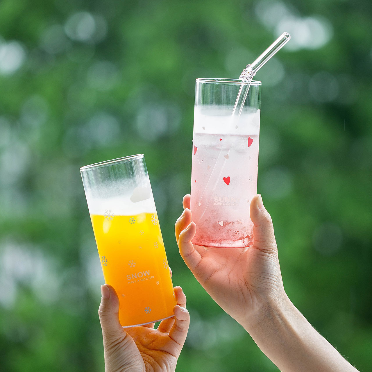 摩登主妇韩版小清新可爱卡通天气玻璃杯夏日奶茶杯饮料杯创意水杯