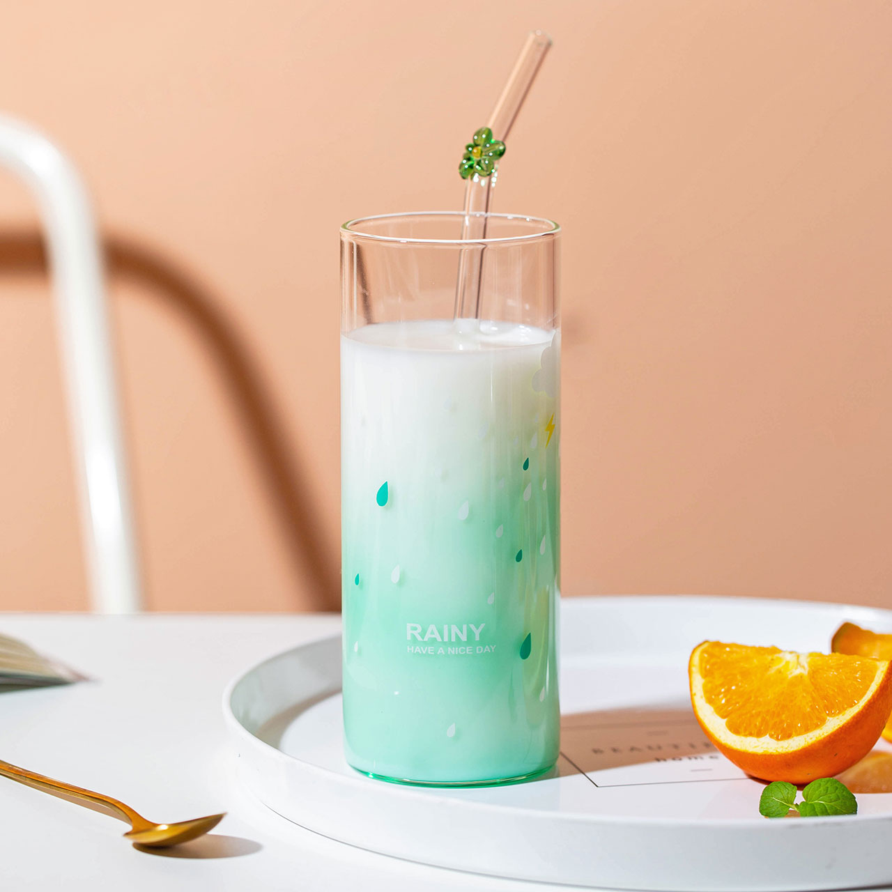 摩登主妇韩版小清新可爱卡通天气玻璃杯夏日奶茶杯饮料杯创意水杯