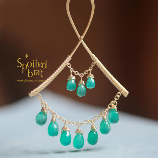spoiledbrat jewelry 绿玉髓吊灯耳环 商品图1
