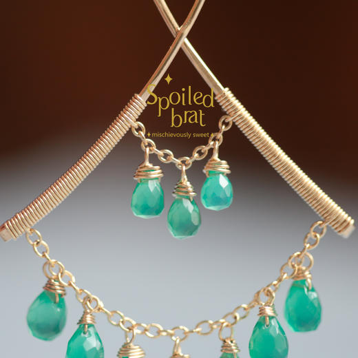 spoiledbrat jewelry 绿玉髓吊灯耳环 商品图2