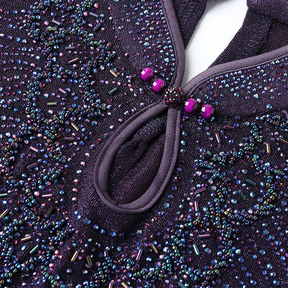 气质钉珠烫钻,过膝修身连衣裙 yzl