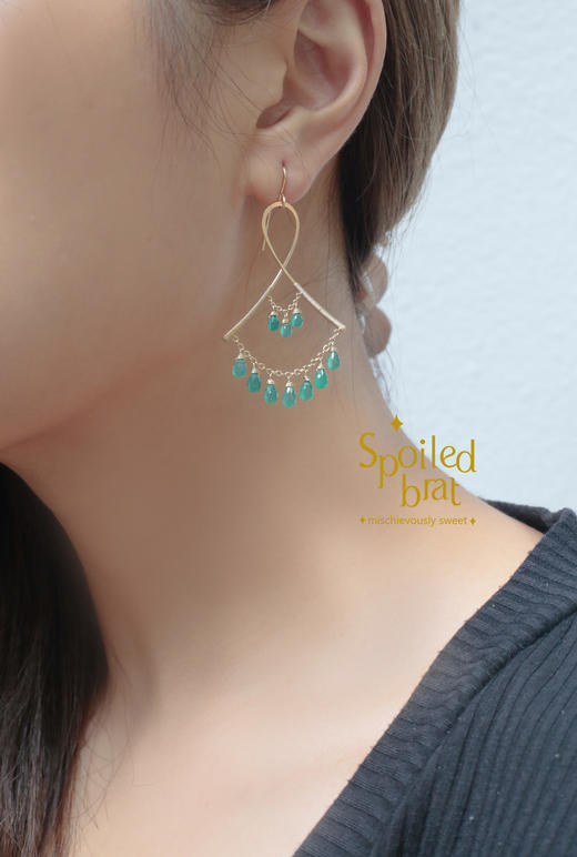 spoiledbrat jewelry 绿玉髓吊灯耳环 商品图3
