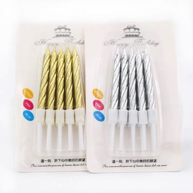 蛋糕配件 | 生日蜡烛 - 金色/银色蜡烛