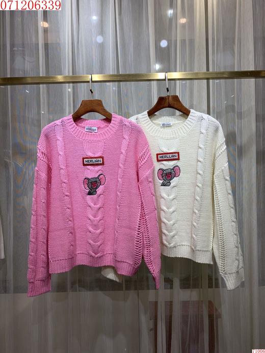 【071206尹语上新$_$339】herlian 可爱鼠年限定刺绣 老鼠针织衫毛衣