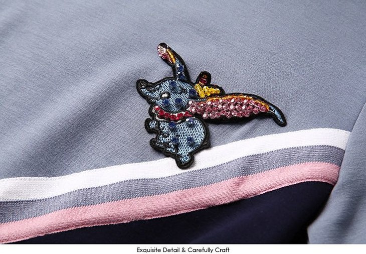 mag west唛希 2020夏装女装新款 钉钻小象拼色太空棉t恤裙连衣裙