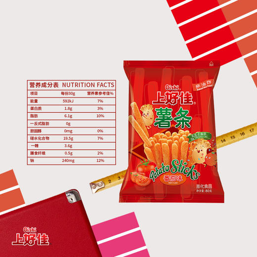 上好佳 番茄薯条 80g/袋 膨化休闲零食  西红柿味土豆条 商品图1