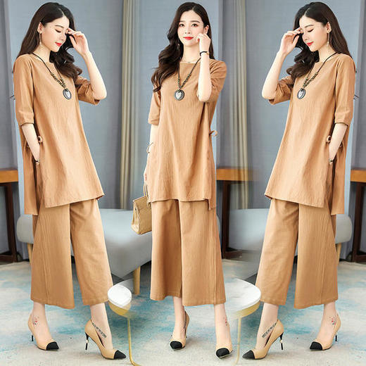 CQ-CANCAN8201新款时尚优雅气质短袖套装 商品图0