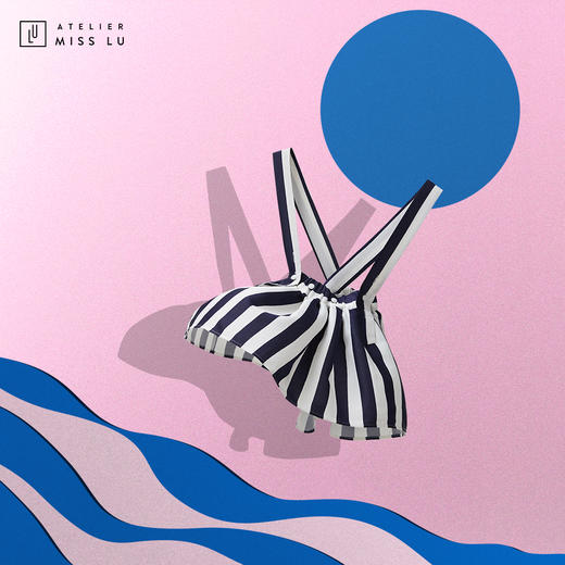 AtelierMissLu-「可爱多」 藏青条纹背带童装小裙-00000026 商品图4