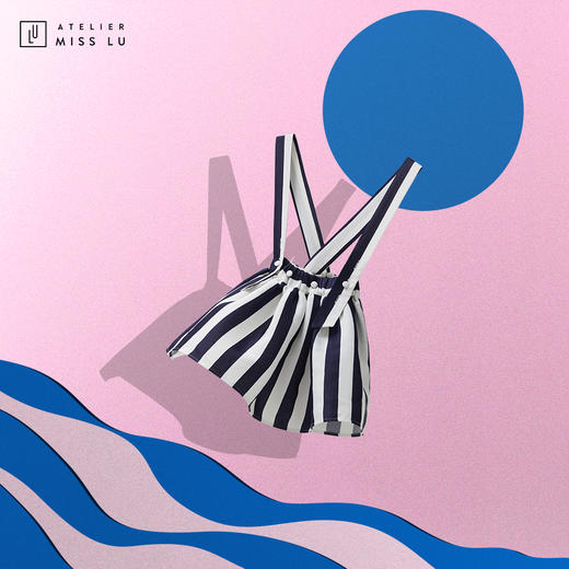 AtelierMissLu-「可爱多」 藏青条纹背带童装小裙-00000026 商品图2