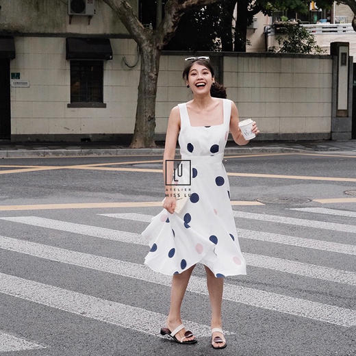 AtelierMissLu-「露背合理」趣味波点方领露背裙-0000620 商品图2